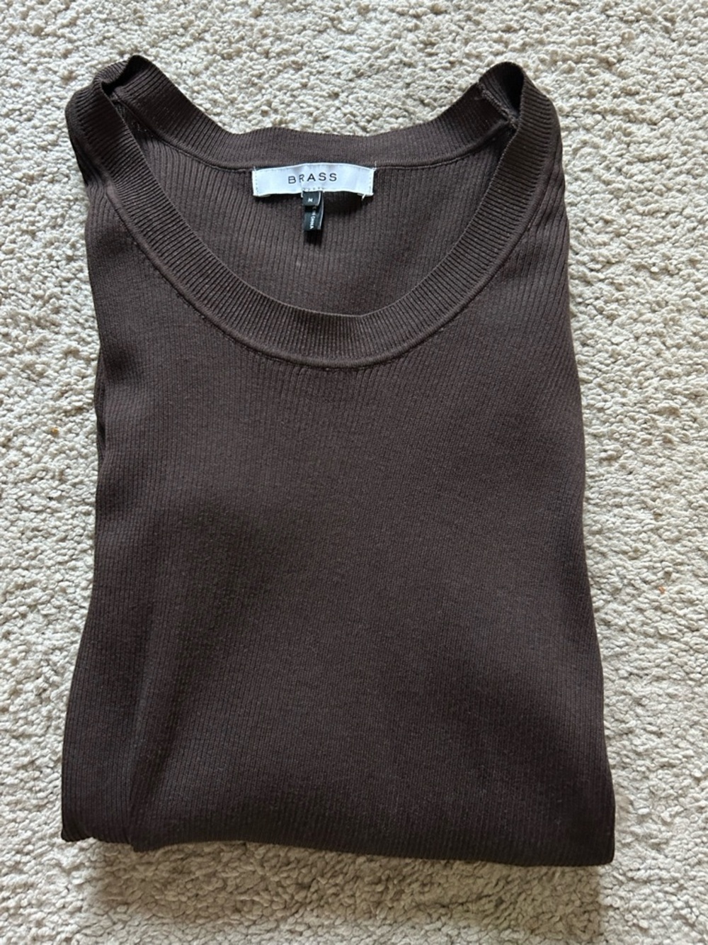 Brass Knit Crewneck Top in Dark Brown - Silk/Cotton Bkend